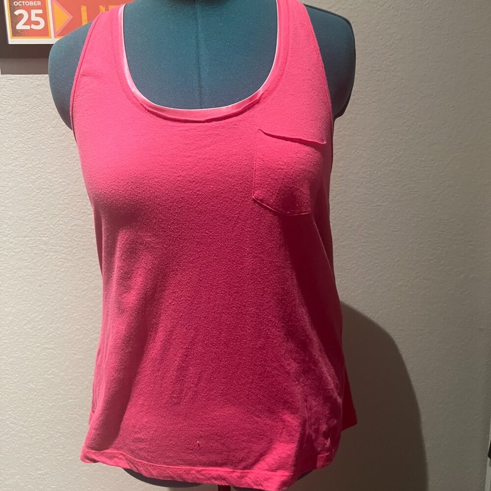 Pink Racerback with Faux Satin Neckline